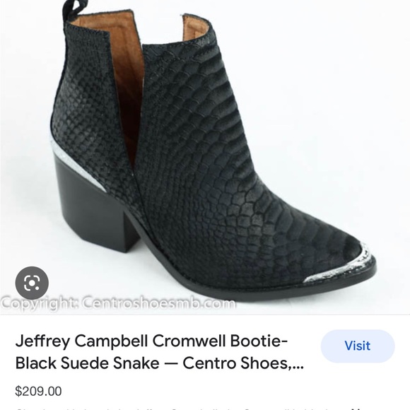 Black suede snakeskin Jeffrey Campbell Cromwell booties - Picture 2 of 10